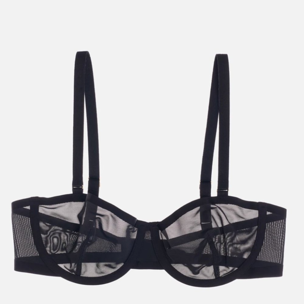 Cuup Black Mesh Balconette Bra 32B